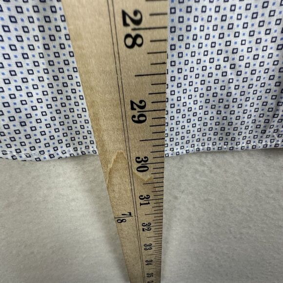 Con.Struct Shirt Mens Size 16.5 Blue Geometric Print Slim Fit Stretch Button Up - Picture 3 of 10